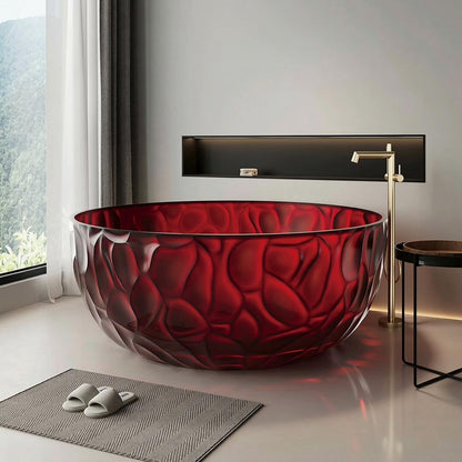 Freestanding Bathtubs - Transparent Bathtub Rose Pattern   Includes Curved Bowl Shape