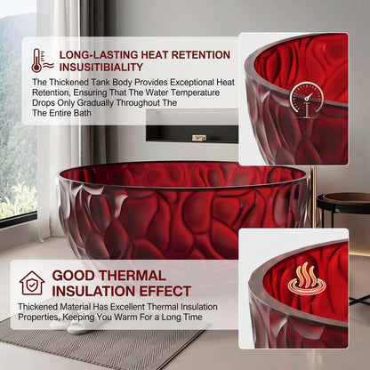 Freestanding Bathtubs - Transparent Bathtub Rose Pattern   Includes Curved Bowl Shape