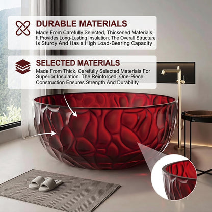 Freestanding Bathtubs - Transparent Bathtub Rose Pattern   Includes Curved Bowl Shape