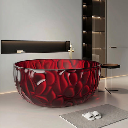 Freestanding Bathtubs - Transparent Bathtub Rose Pattern   Includes Curved Bowl Shape