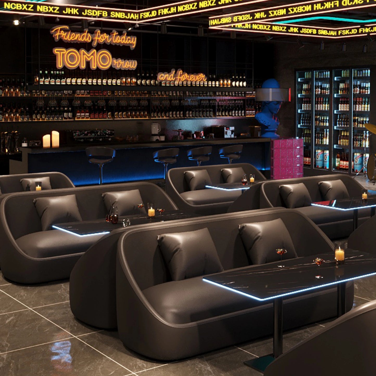 Aihm-Lon Commercial Use Sofa Set with Table for Restaurant Bar 47"