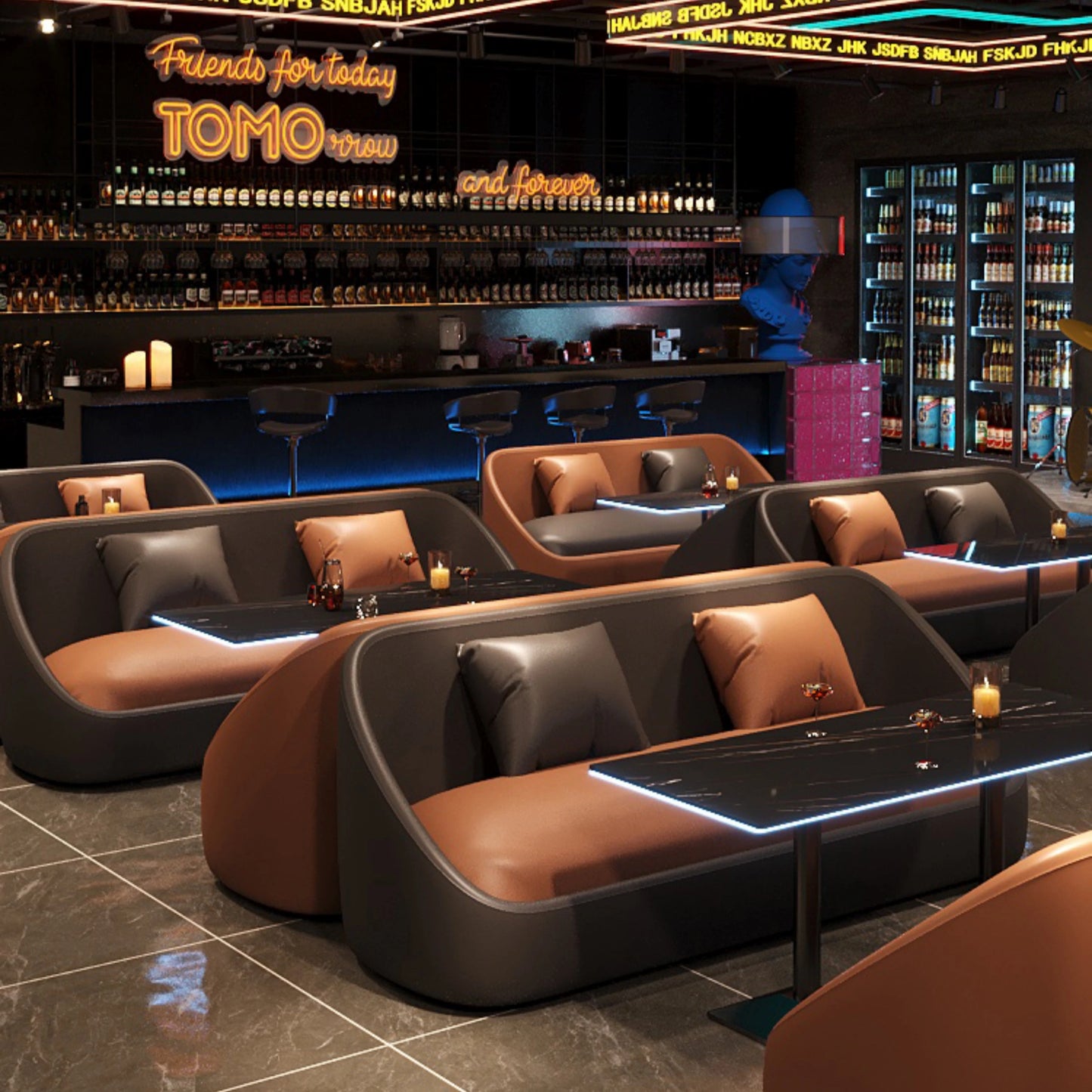 Aihm-Lon Commercial Use Sofa Set with Table for Restaurant Bar 47"