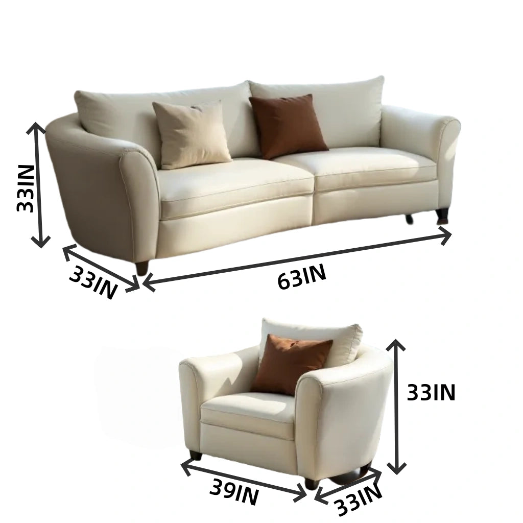 Aihm-Lon White Sofa Set with Table and Chair for Living Room 39-63"