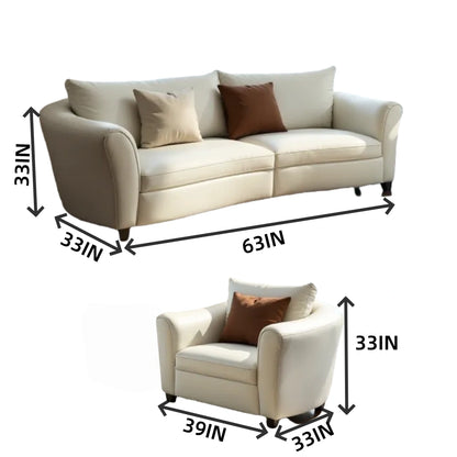 Aihm-Lon White Sofa Set with Table and Chair for Living Room 39-63"
