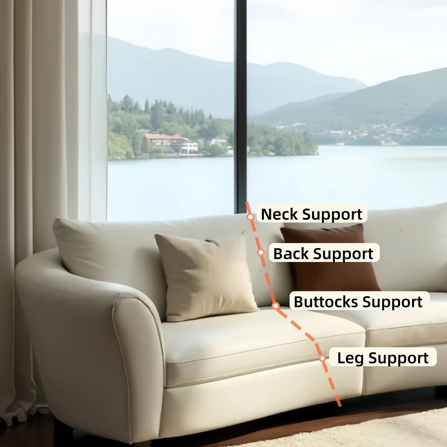 Aihm-Lon White Sofa Set with Table and Chair for Living Room 39-63"