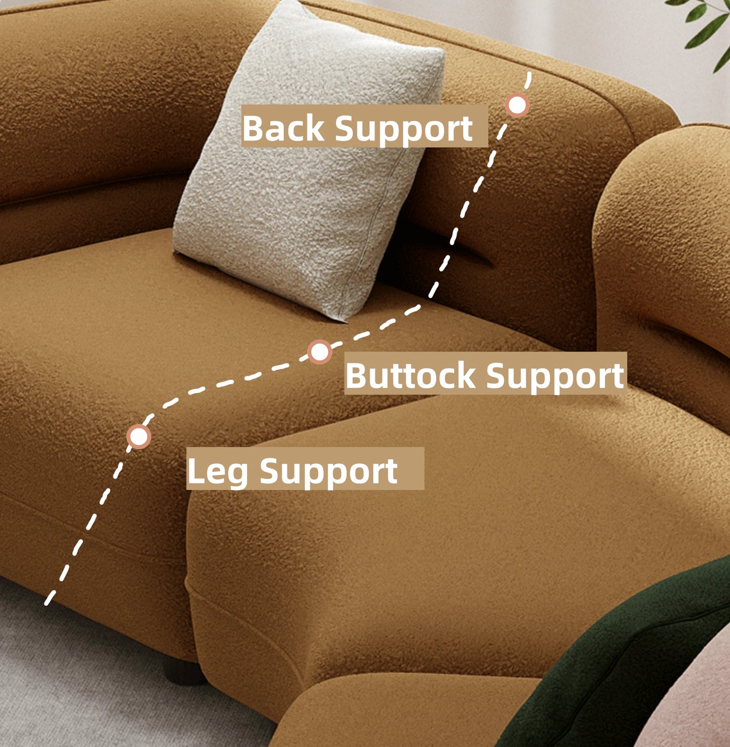 Aihm-Lon Caramel-colored Sofa Set with Coffee Table for Living Room 67"-145"