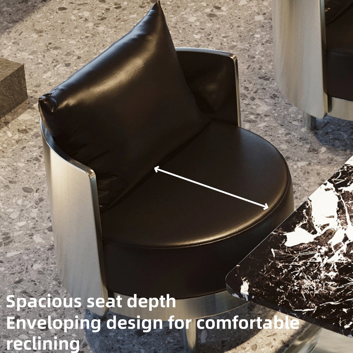 Aihm-Lon Industrial-style Sofa Set with Stainless Steel Chairs 27"-47"