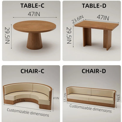 Aihm-Lon Semi-circular Booth Sofa Set Custom Size Restaurant for Commercial Use 22.4"-47"