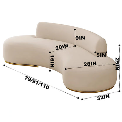 Aihm-Lon Commercial Grade White Modern Sectional Sofa Set with Stool and Coffee Table 79"-110"