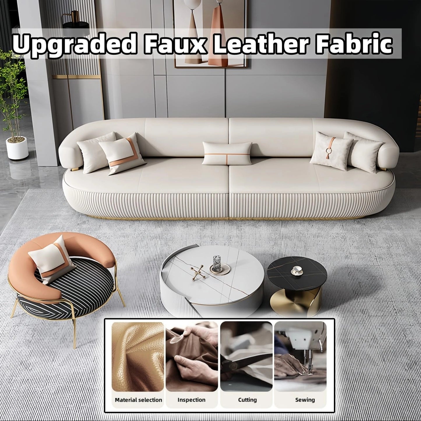 Aihm-Lon Commercial Use Sectional Sofa Set with with Coffee Table and Chair 67''-110''