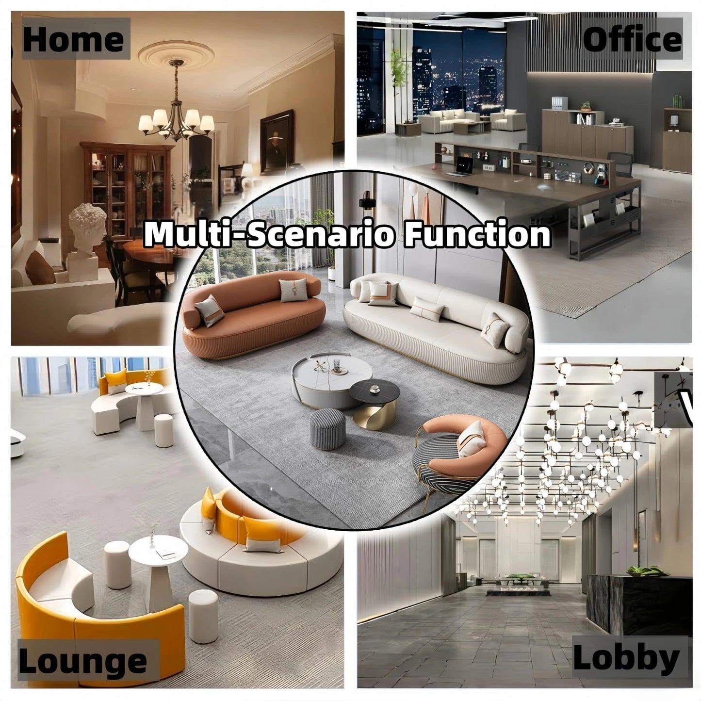 Aihm-Lon Commercial Use Sectional Sofa Set with with Coffee Table and Chair 67''-110''