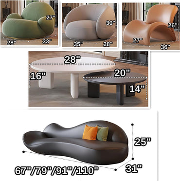 Aihm-Lon Commercial Grade Sofa Set with Table and Chair for Office Lounge Area 67"-110"