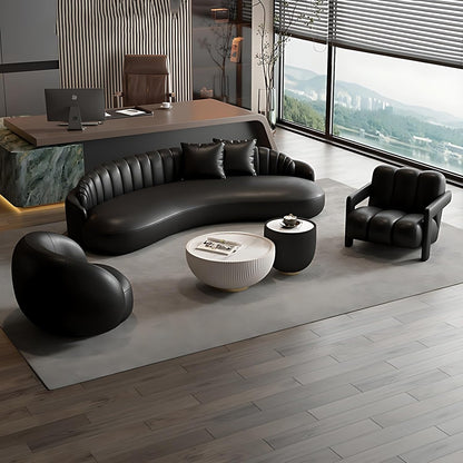 Aihm-Lon Commercial Use Black Sectional Sofa Set with Coffee Table and Chair 67"-91"