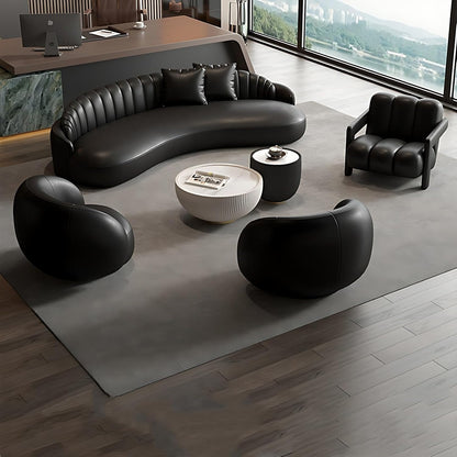 Aihm-Lon Commercial Use Black Sectional Sofa Set with Coffee Table and Chair 67"-91"