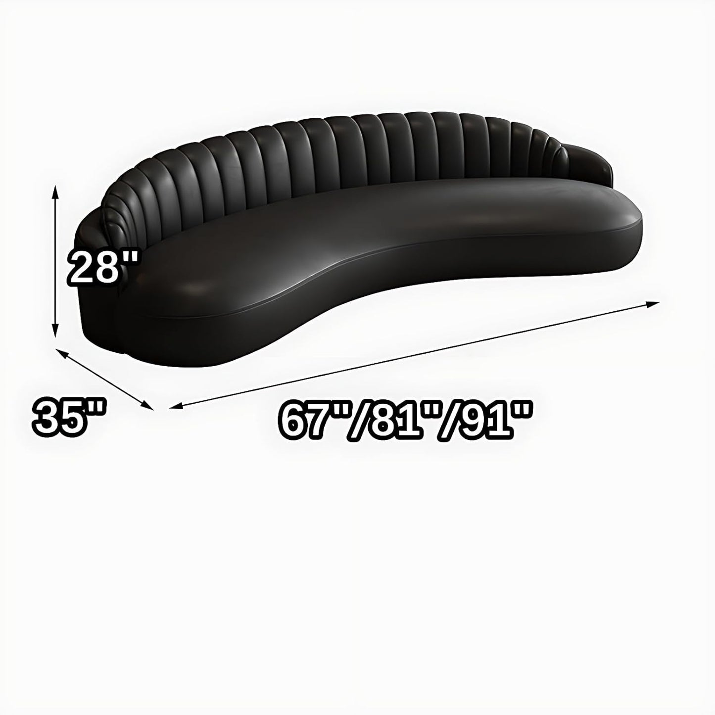 Aihm-Lon Commercial Use Black Sectional Sofa Set with Coffee Table and Chair 67"-91"