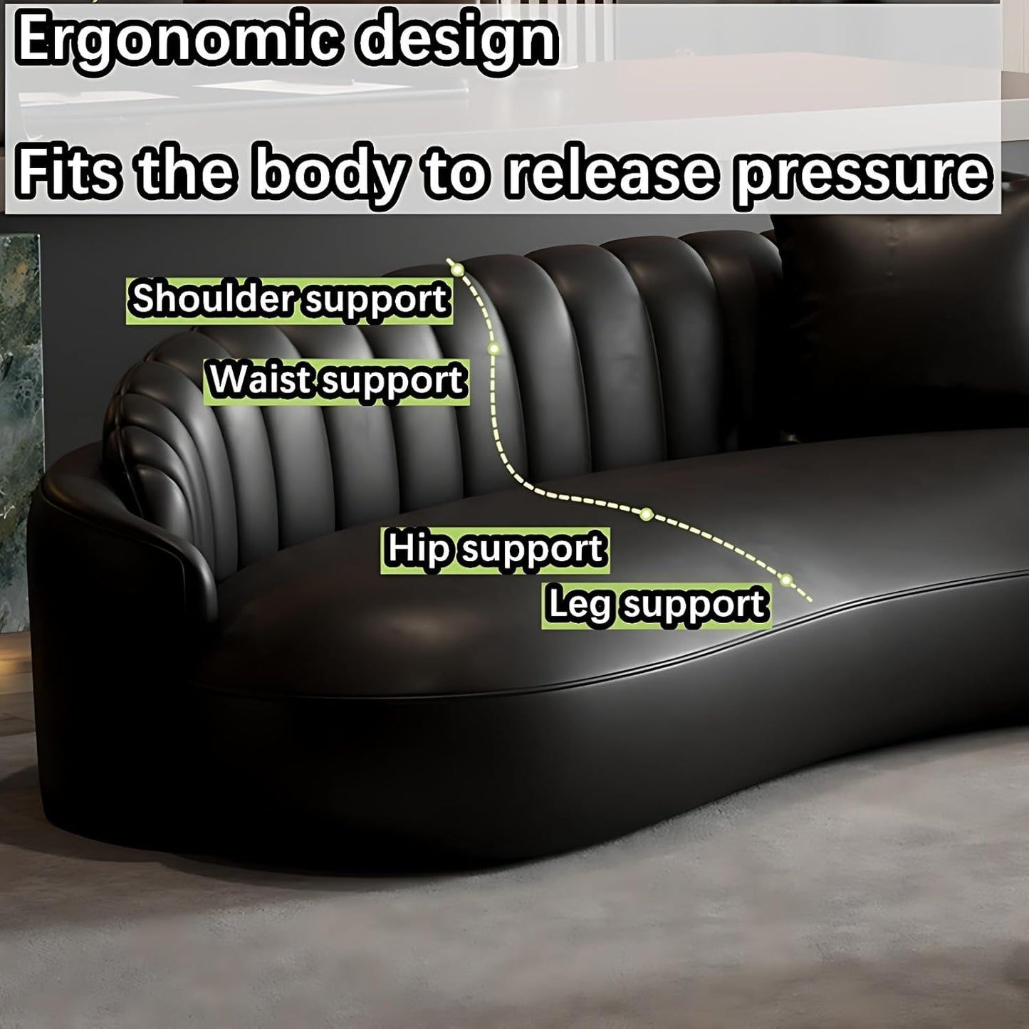 Aihm-Lon Commercial Use Black Sectional Sofa Set with Coffee Table and Chair 67"-91"