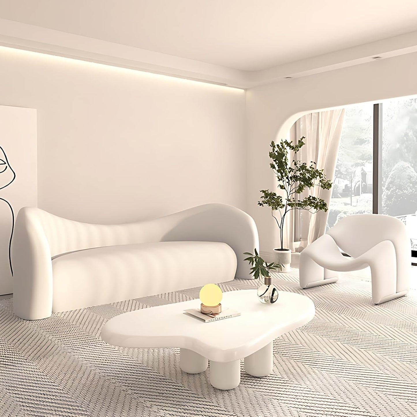 Aihm-LonCommercial Grade Sectional Sofa Set with Coffee Table and Chair 61"-94"