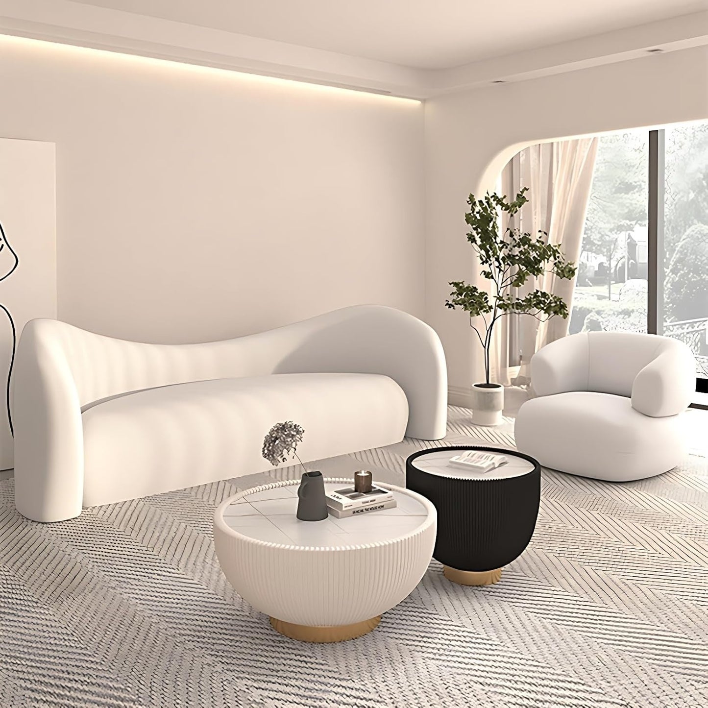 Aihm-LonCommercial Grade Sectional Sofa Set with Coffee Table and Chair 61"-94"