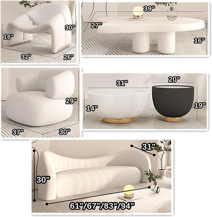 Aihm-LonCommercial Grade Sectional Sofa Set with Coffee Table and Chair 61"-94"