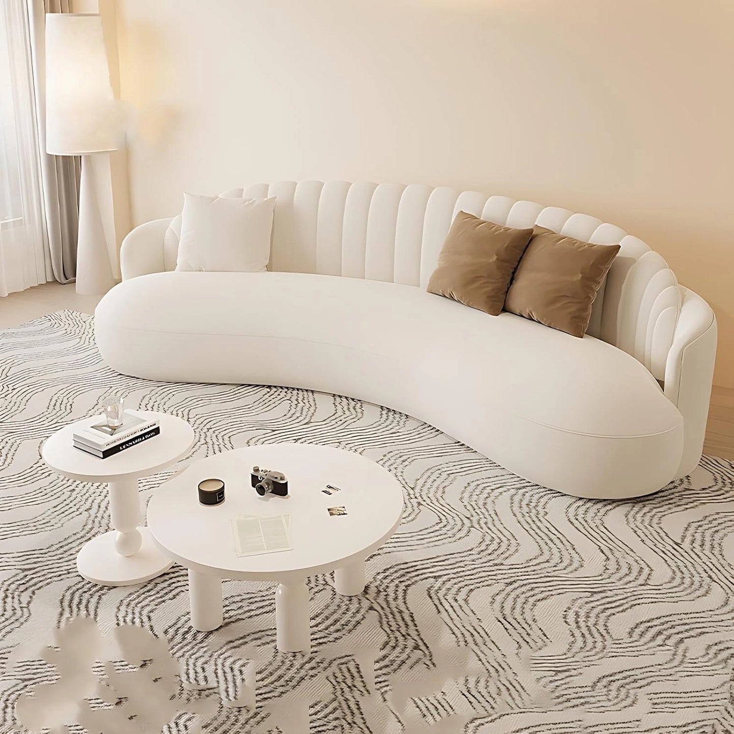 Aihm-Lon Commercial Curved Design Sofa Set with Table and Chair for Lounge Area 67"-91"