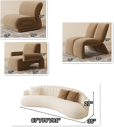 Aihm-Lon Commercial Curved Design Sofa Set with Table and Chair for Lounge Area 67"-91"