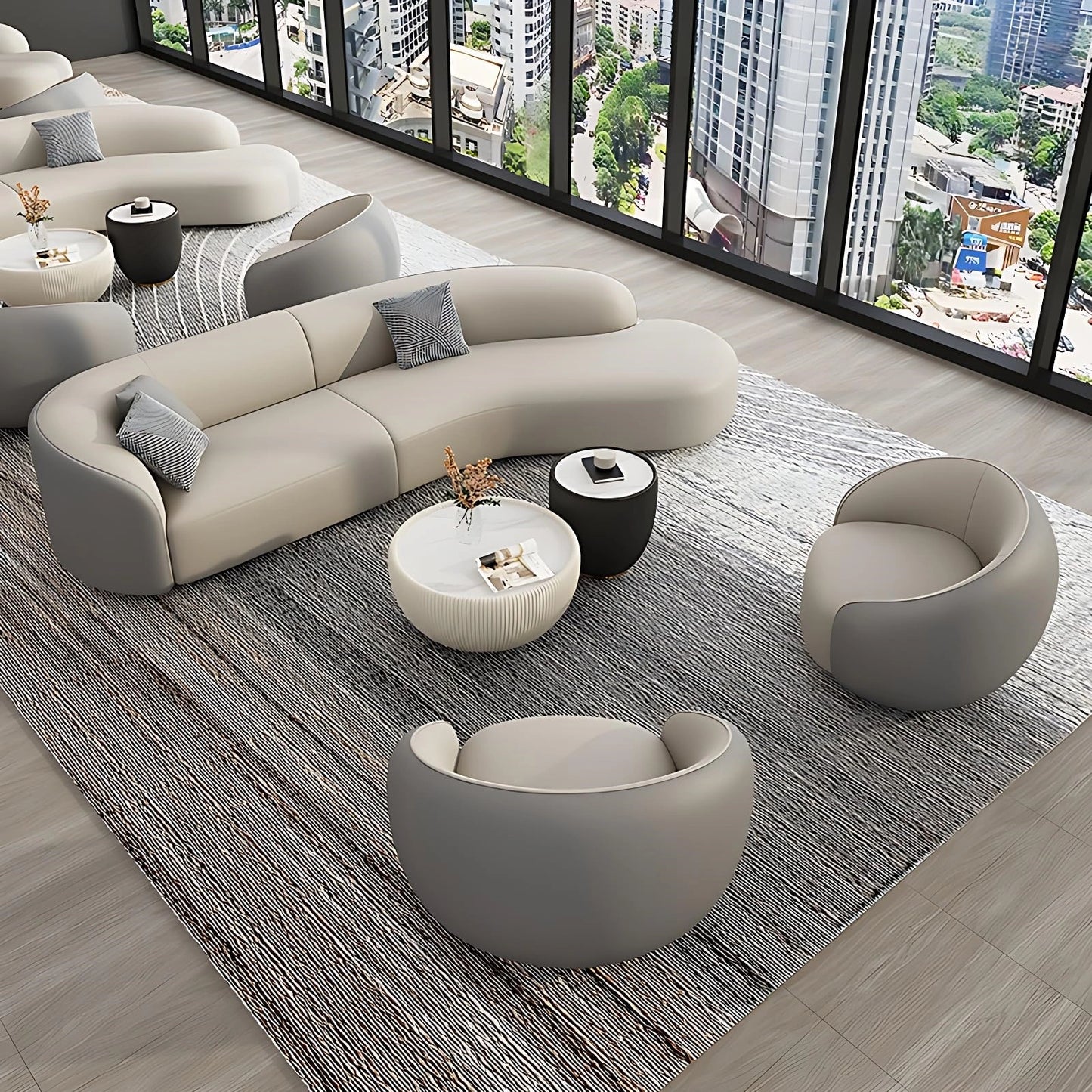 Aihm-Lon Commercial Grade Sofa Set Big Comfy Couch with Table and Chair for Office 67"-157.5"