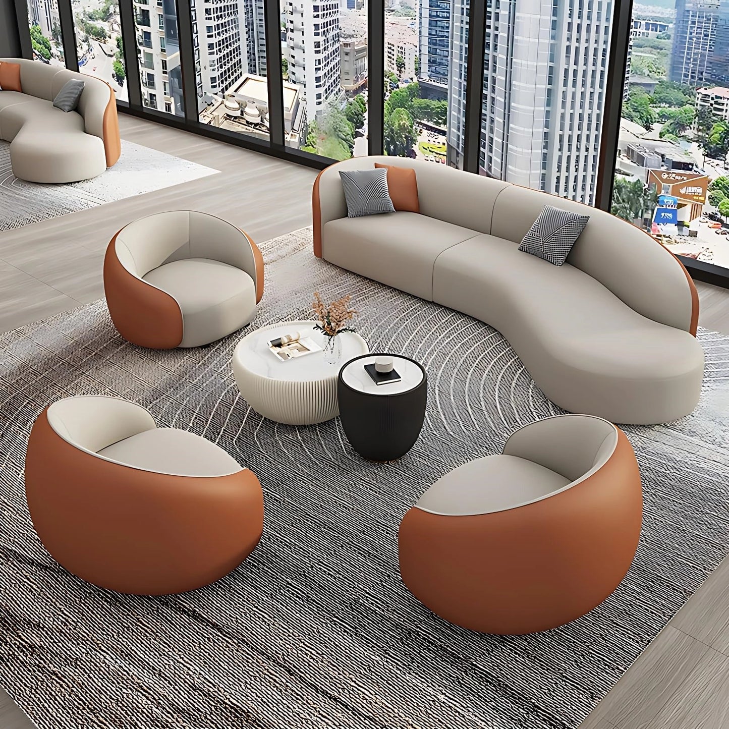 Aihm-Lon Commercial Grade Sofa Set Big Comfy Couch with Table and Chair for Office 67"-157.5"