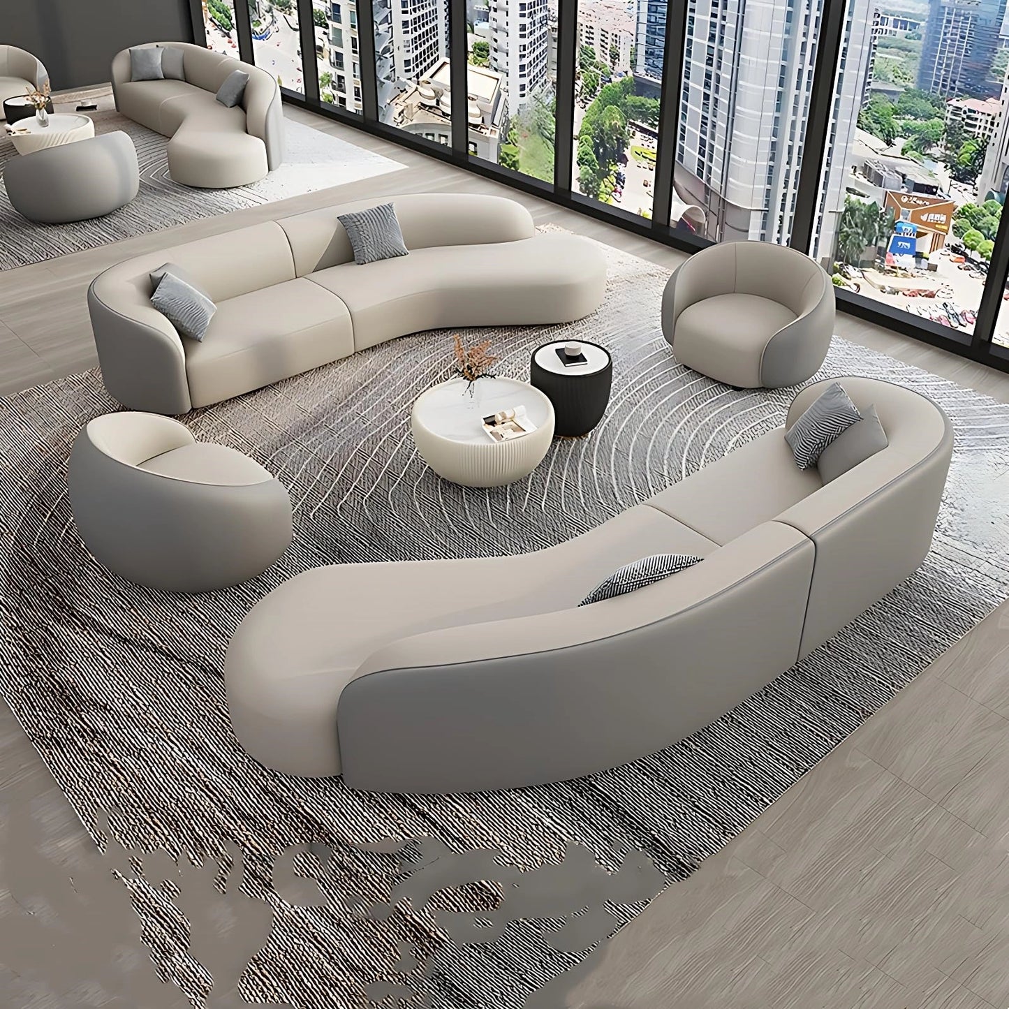 Aihm-Lon Commercial Grade Sofa Set Big Comfy Couch with Table and Chair for Office 67"-157.5"