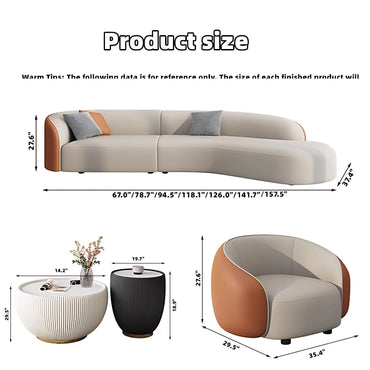 Aihm-Lon Commercial Grade Sofa Set Big Comfy Couch with Table and Chair for Office 67"-157.5"