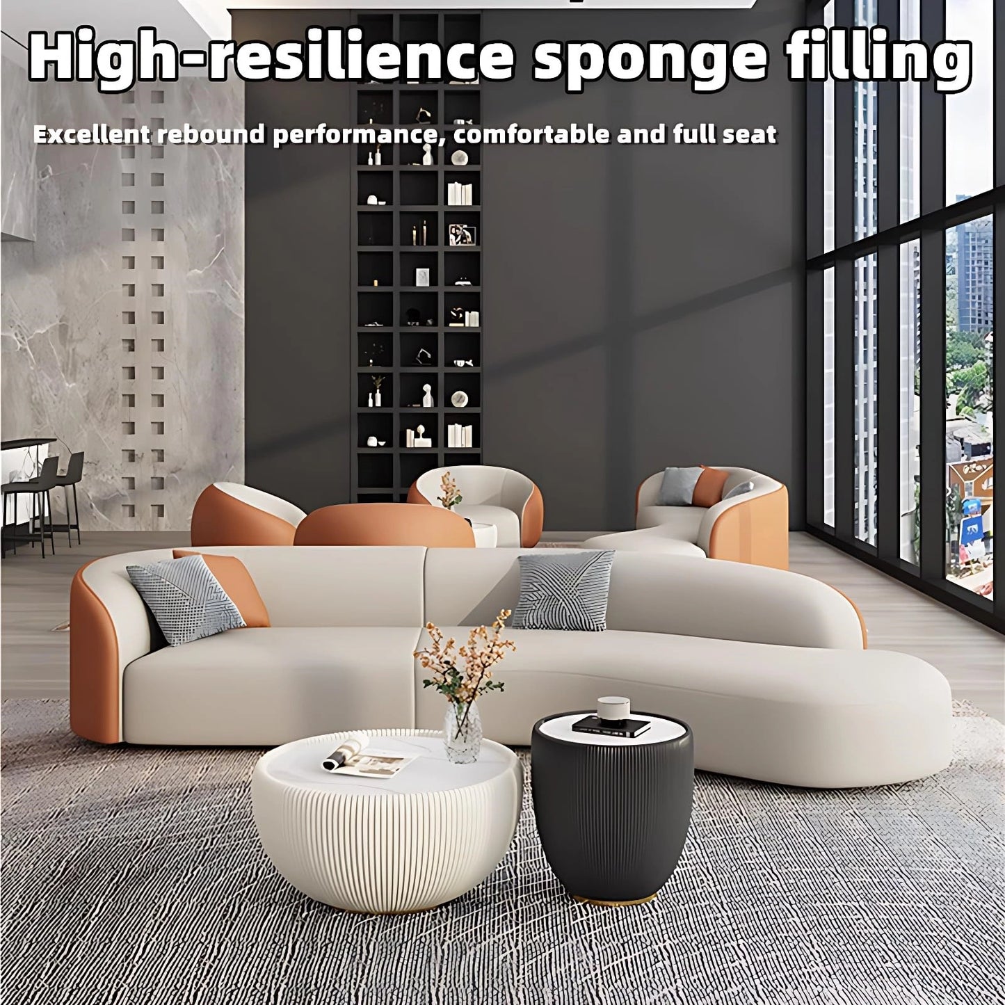 Aihm-Lon Commercial Grade Sofa Set Big Comfy Couch with Table and Chair for Office 67"-157.5"