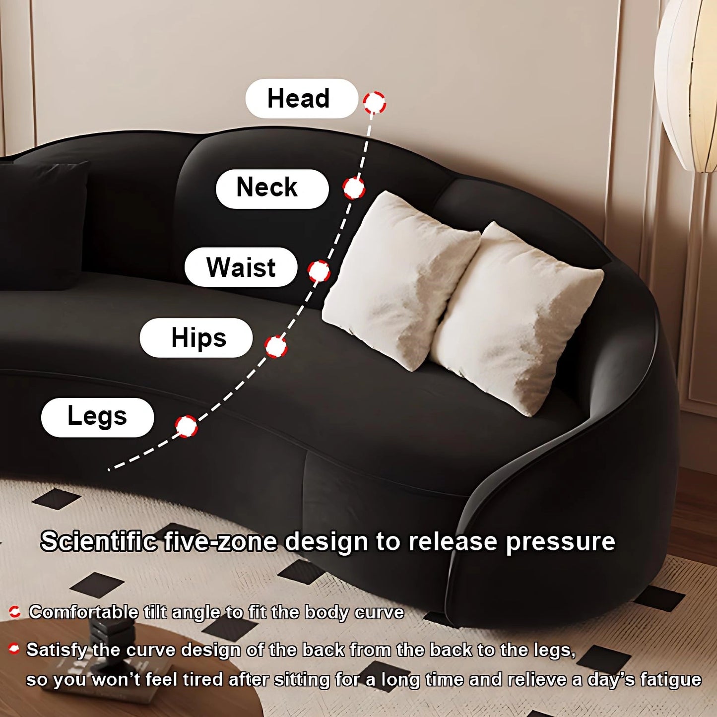 Aihm-Lon Commercial Black Sectional Sofa Set with Table and Chair 67"-94.5"