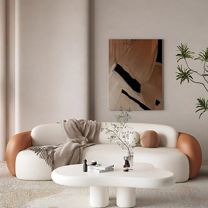 Aihm-Lon Commercial Grade Sectional Sofa Set Cream Couches wih Table and Chair 67" -102"