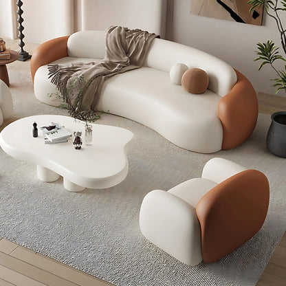 Aihm-Lon Commercial Grade Sectional Sofa Set Cream Couches wih Table and Chair 67" -102"