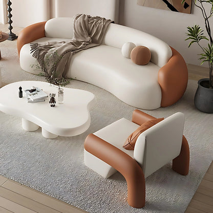 Aihm-Lon Commercial Grade Sectional Sofa Set Cream Couches wih Table and Chair 67" -102"