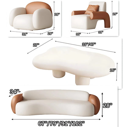 Aihm-Lon Commercial Grade Sectional Sofa Set Cream Couches wih Table and Chair 67" -102"