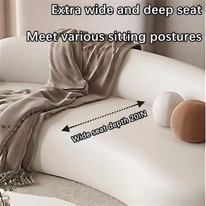 Aihm-Lon Commercial Grade Sectional Sofa Set Cream Couches wih Table and Chair 67" -102"