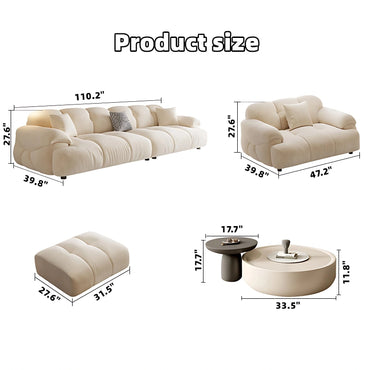 Aihm-Lon Commercial Grade Sofa Set with Footrest and Coffee Table 110.2"