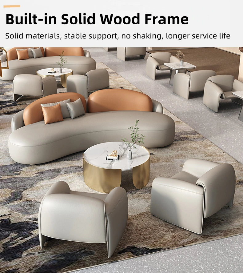 Aihm-Lon Commercial Sofa Set with Coffee Table and Chairs for Hotel Reception Area 71"-94.5"