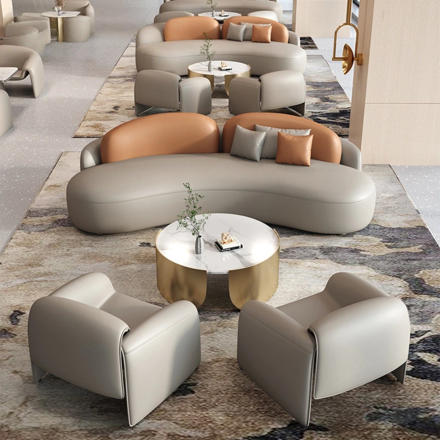 Aihm-Lon Commercial Sofa Set with Coffee Table and Chairs for Hotel Reception Area 71"-94.5"