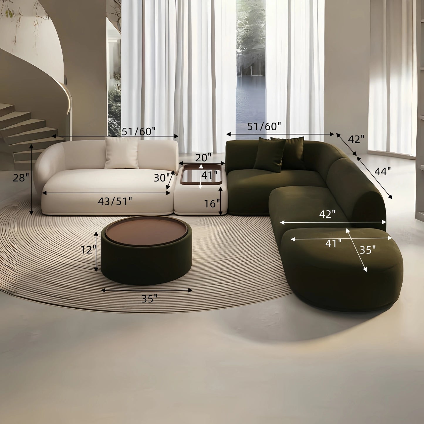 Aihm-Lon Commercial Curved Modular sofa Set Suitable for Small Apartments 127"-155"