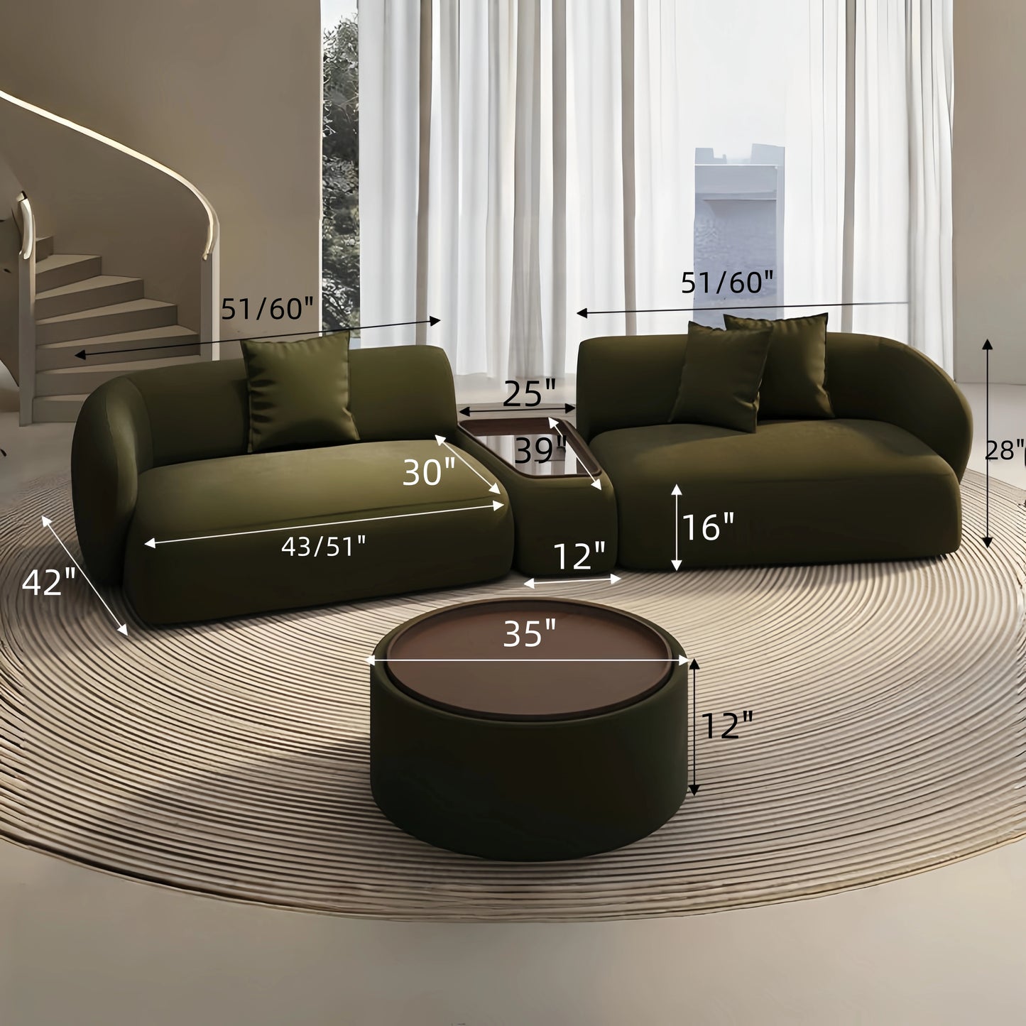 Aihm-Lon Commercial Curved Modular sofa Set Suitable for Small Apartments 127"-155"