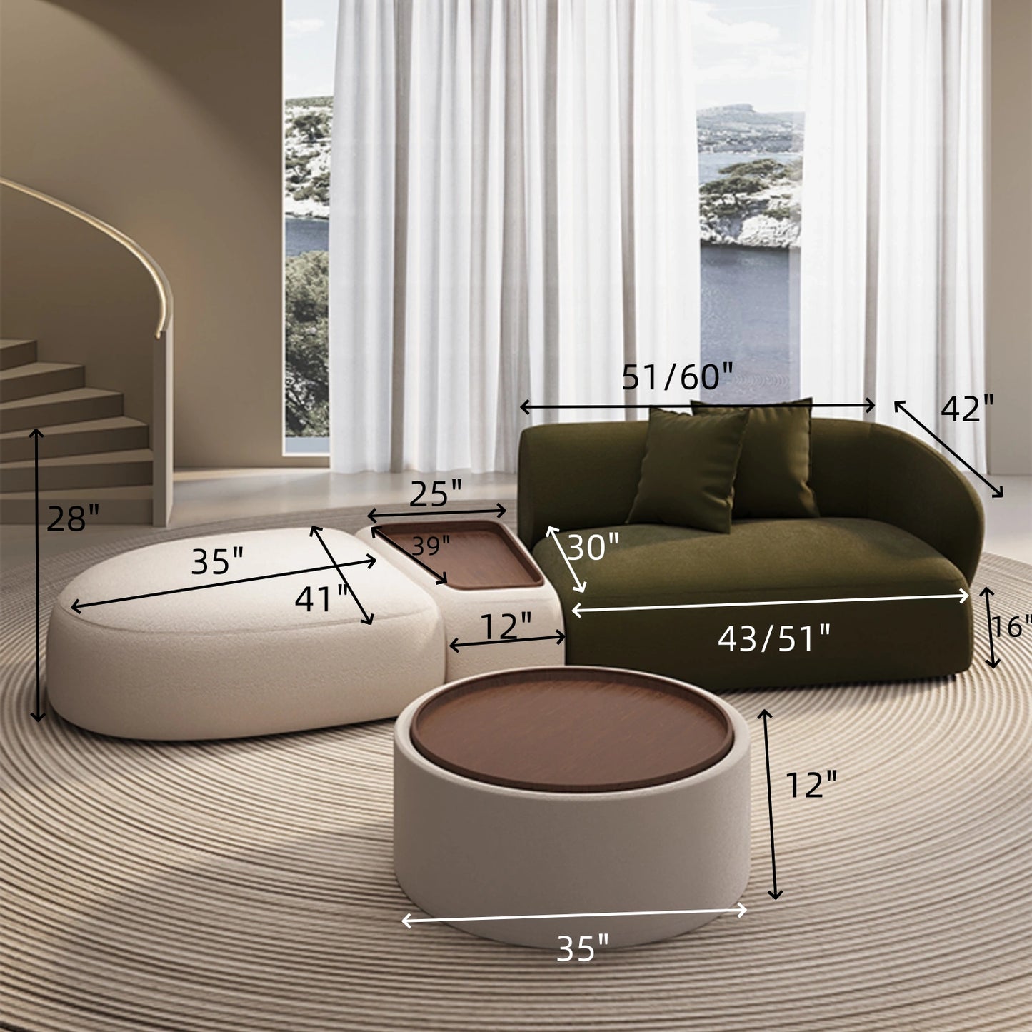 Aihm-Lon Commercial Curved Modular sofa Set Suitable for Small Apartments 127"-155"