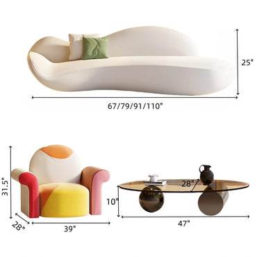 Aihm-Lon Commercial Creative Design Sofa Set with Coffee Table and Chairs 67"-110"