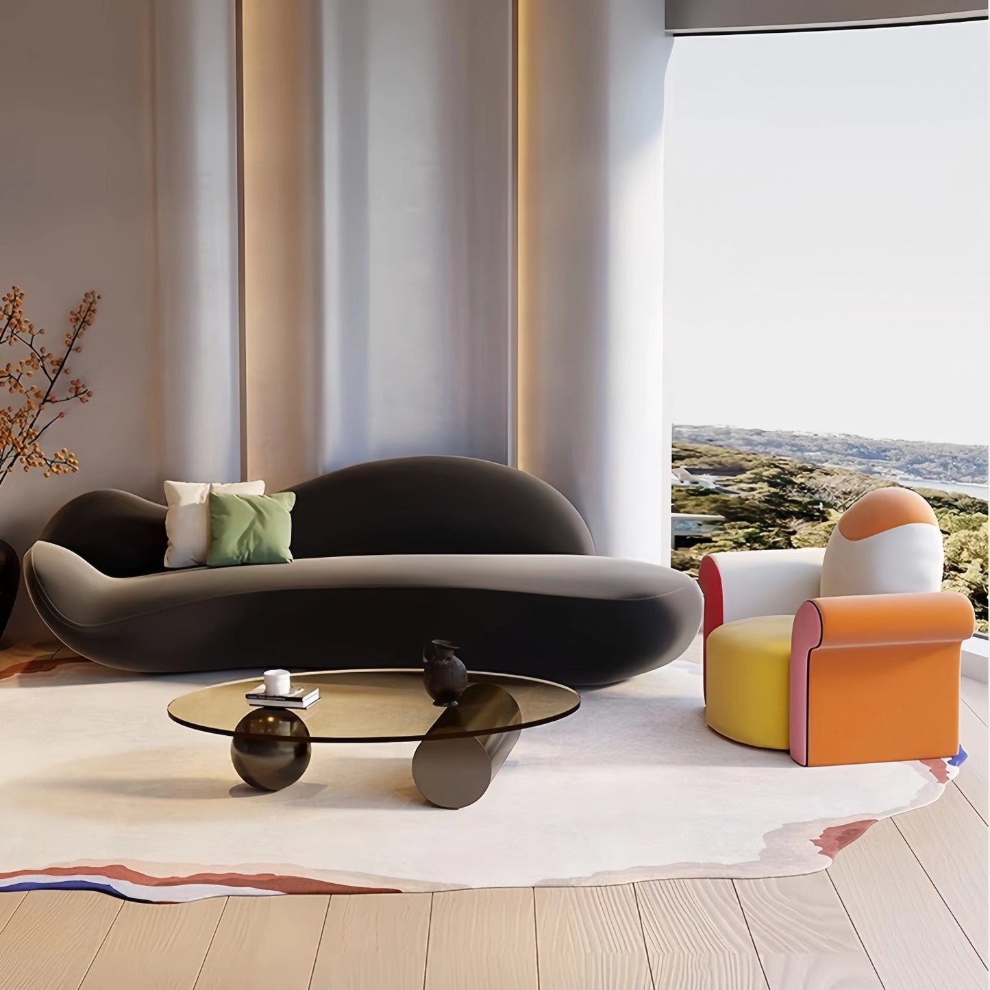 Aihm-Lon Commercial Creative Design Sofa Set with Coffee Table and Chairs 67"-110"