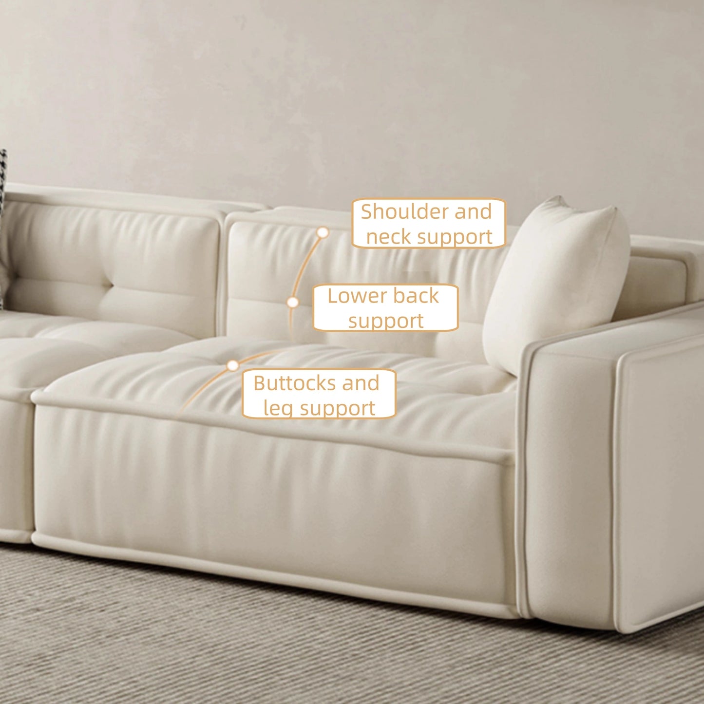 Aihm-Lon White Lambswool Sofa Set with Chair and Table 71"-95"