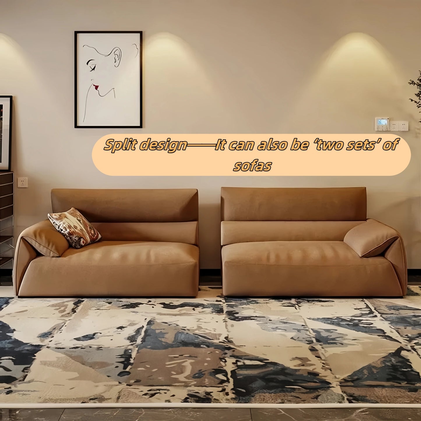 Aihm-Lon Retro Multifunctional Straight Sofa Set for Living Room 32"-110"