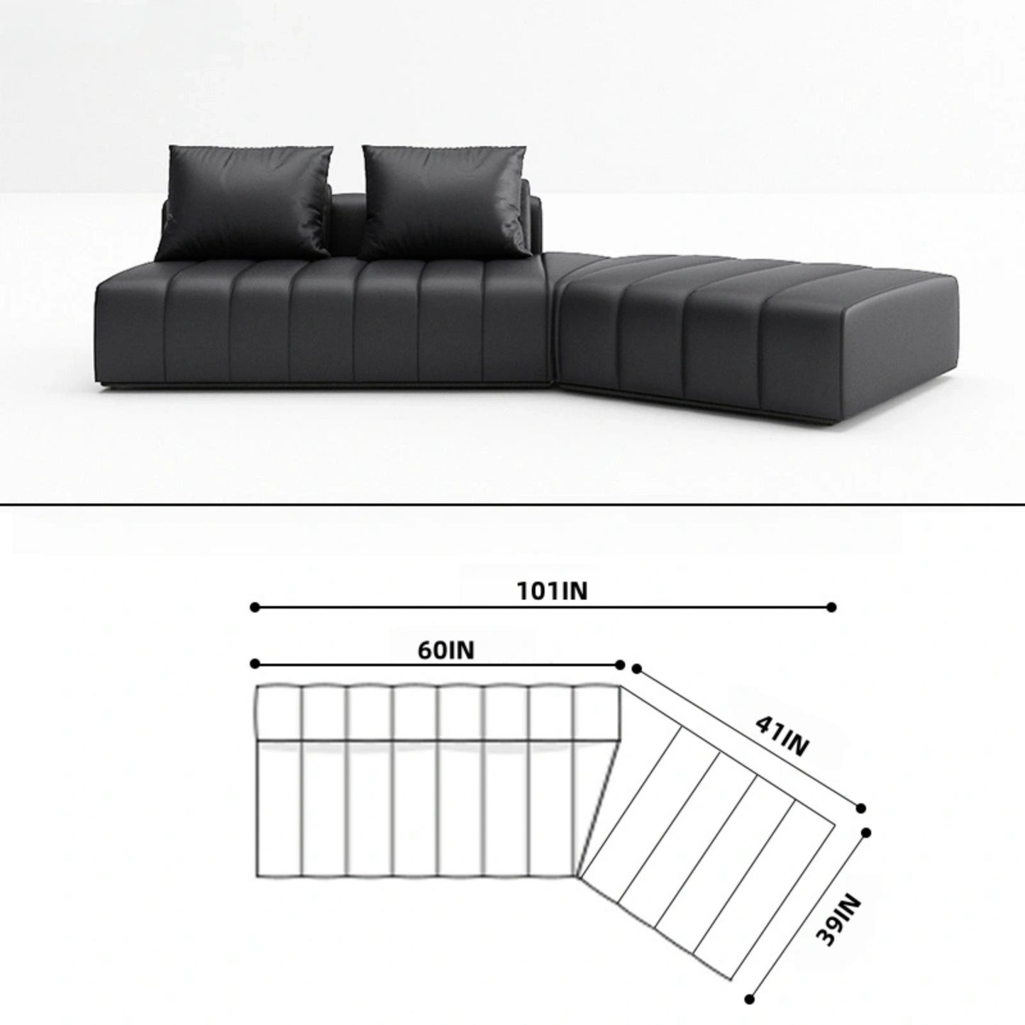 Aihm-Lon Leather Sofa Set with Coffee Table 101"-134"