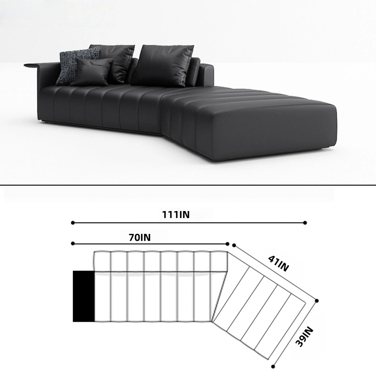 Aihm-Lon Leather Sofa Set with Coffee Table 101"-134"