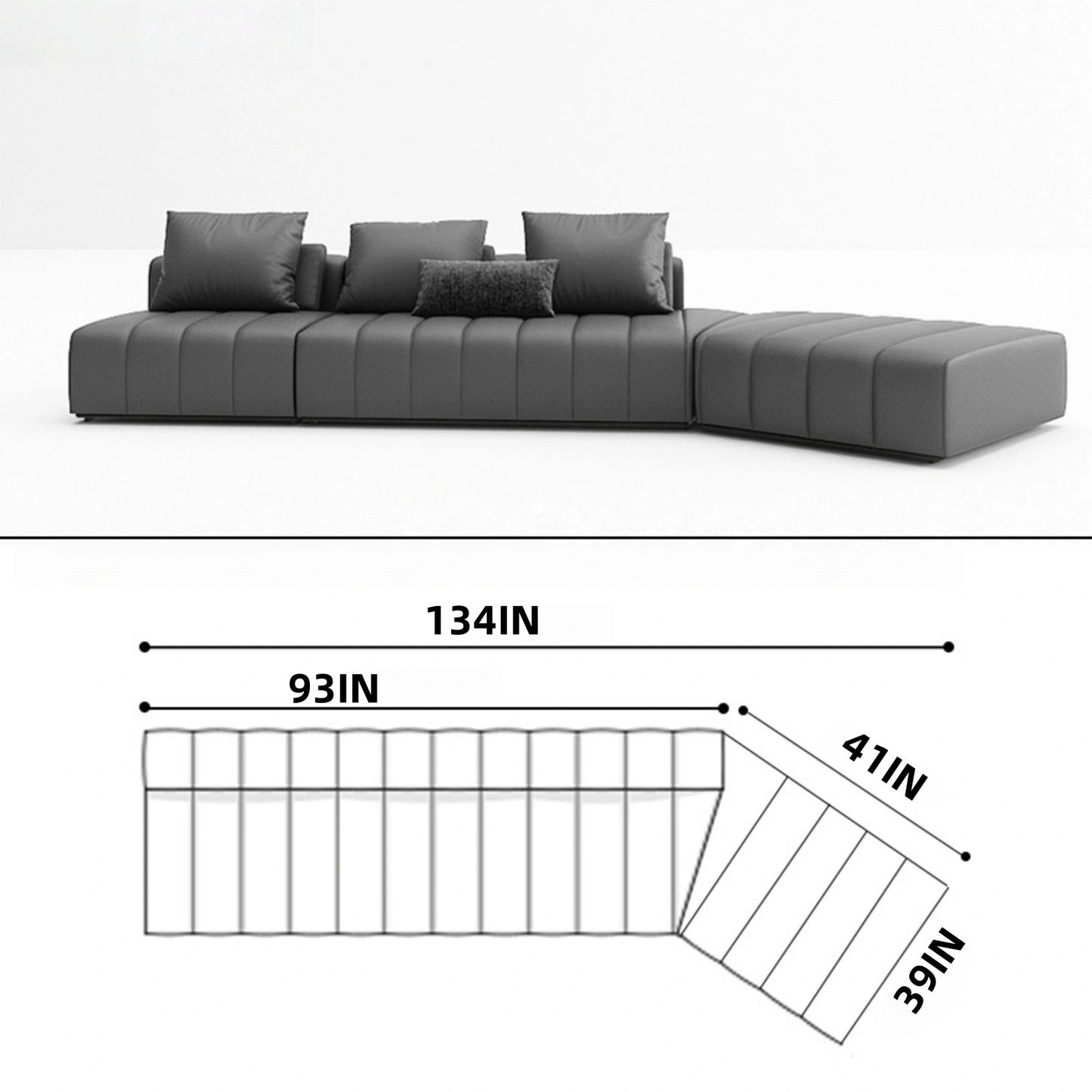 Aihm-Lon Leather Sofa Set with Coffee Table 101"-134"