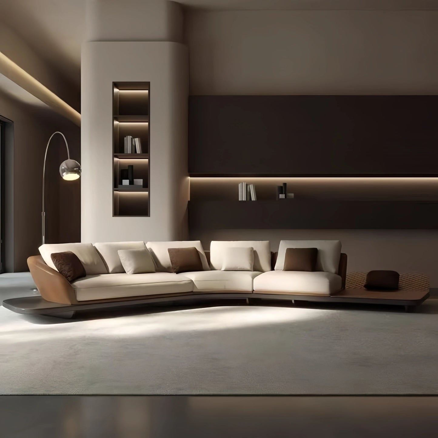 Aihm-Lon Curved leather Sofa Set with Storage Space 150"